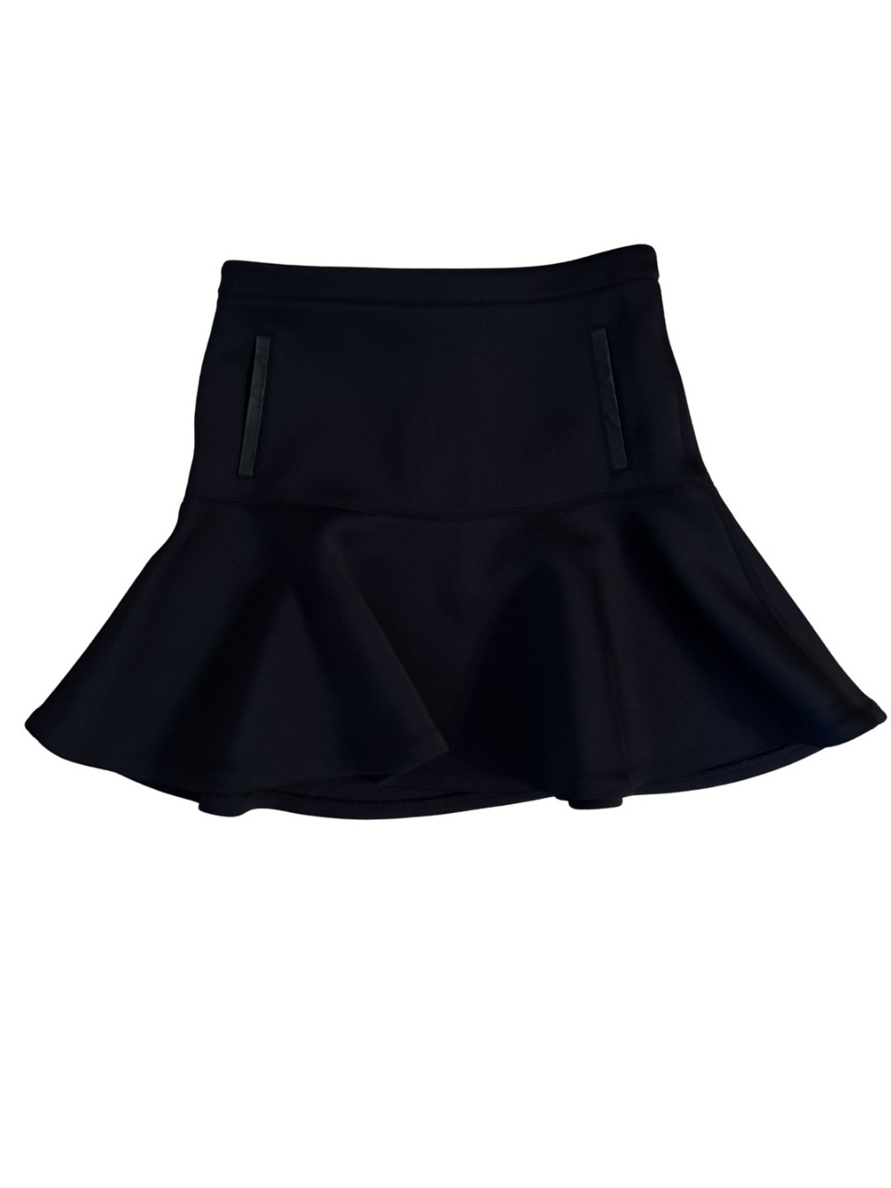 Club Monaco Neoprene Ruffle Skirt w/ Leather Détails
